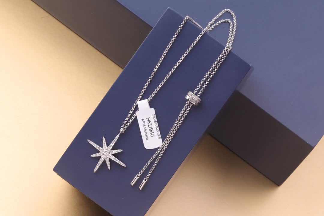 APM Monaco Elegant Silver Star Pendant Anklet